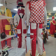 Afbeelding in Gallery-weergave laden, TUINBROEK ROOD-WIT  UNISEX
