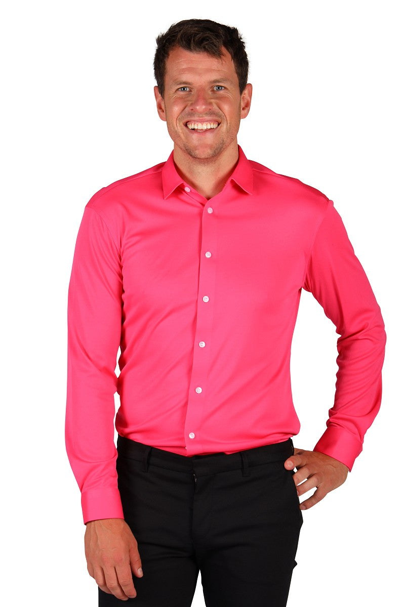 HEREN HEMD BASIC COLOURS NEON PINK