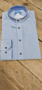 TRACHTENHEMD STEHKRAAG BLAUW-WIT