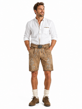 Afbeelding in Gallery-weergave laden, LEDERHOSE KORT OSCAR LICHTBRUIN-BEIGE
