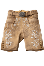 Afbeelding in Gallery-weergave laden, LEDERHOSE KORT OSCAR LICHTBRUIN-BEIGE
