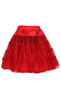 GLITTER PETTICOAT 2-LAAGS ROOD